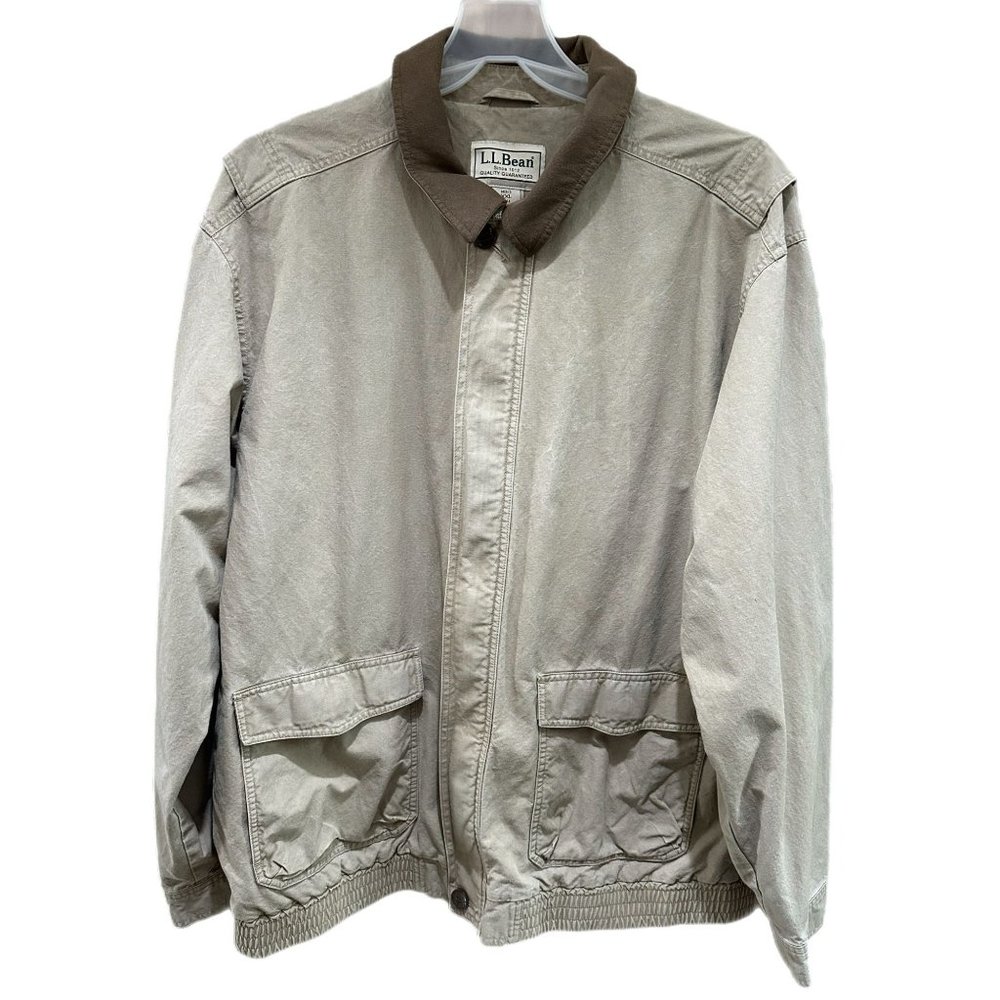L.L. Bean Mens XXL Tall Jacket Tan/Dark Brown Full Zip 0 DRJ1 **READ**